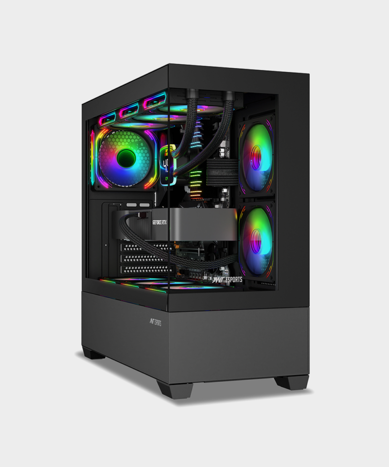 Ant Esports Crystal Z3 Mid-Tower Computer Case – Gaming Cabinet – Black