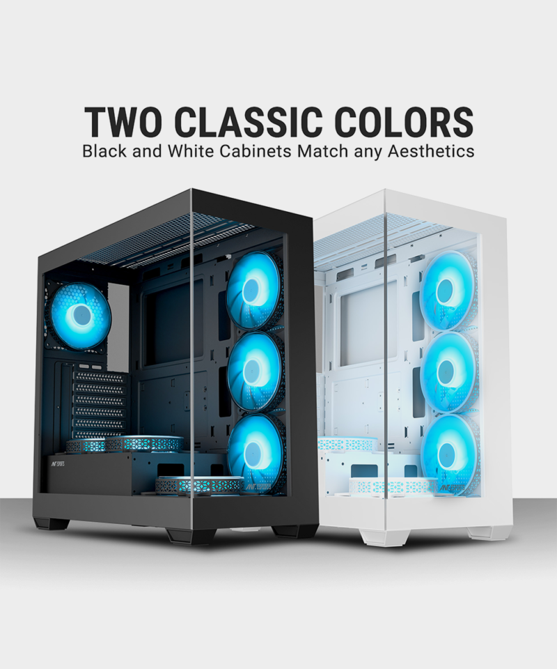 Ant Esports Crystal X7 ATX Computer Case/Gaming Cabinet with Type-C – Black