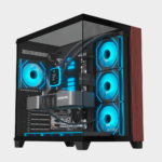 Ant Esports Crystal Wood ATX Computer Case/Gaming Cabinet with Type-C – Black