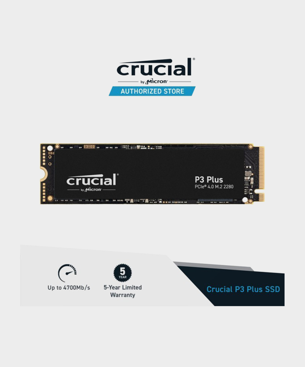 Crucial P3 Plus 1TB PCIe 4.0 3D NAND NVMe M.2 SSD, up to 5000MB/s - CT1000P3PSSD8