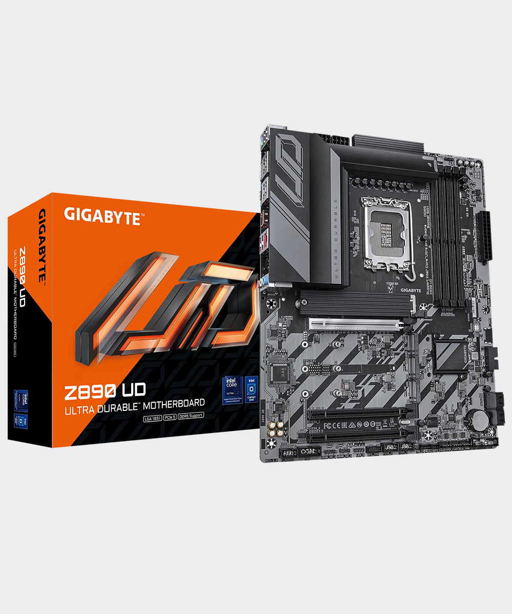 GIGABYTE Z890 UD WIFI6E Intel Core Ultra (Series 2) LGA 1851 Motherboard, ATX, DDR5, 3X M.2, PCIe 5.0, Front USB Type-C, WIFI6E, 2.5GbE LAN, EZ-Latch