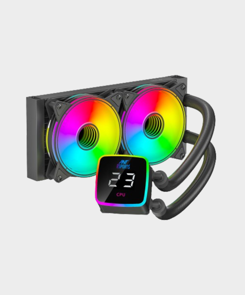 Ant Esports ICE Glow 240 ARGB 240mm ARGB Liquid Cooler/AIO with Display and ARGB Tubes - White | Support Intel & AMD CPU Socket AM5, AM4, AM3, LGA1700, 1200, 2066, 1151 | Evaporation-Proof Tubing