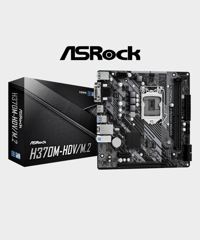 ASRock H370M-HDV LGA1151/ Intel H370VM-M.2 NvMe/ DDR4/ SATA3&USB3.2/ Micro ATX Motherboard