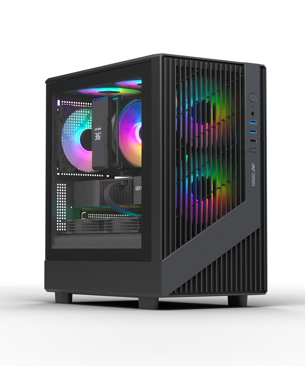 Ant Esports 120 Air Mini M-ATX Computer Case/Gaming Cabinet - Black | Support M-ATX, M-ITX | Pre-Installed 3 Static RGB Fans