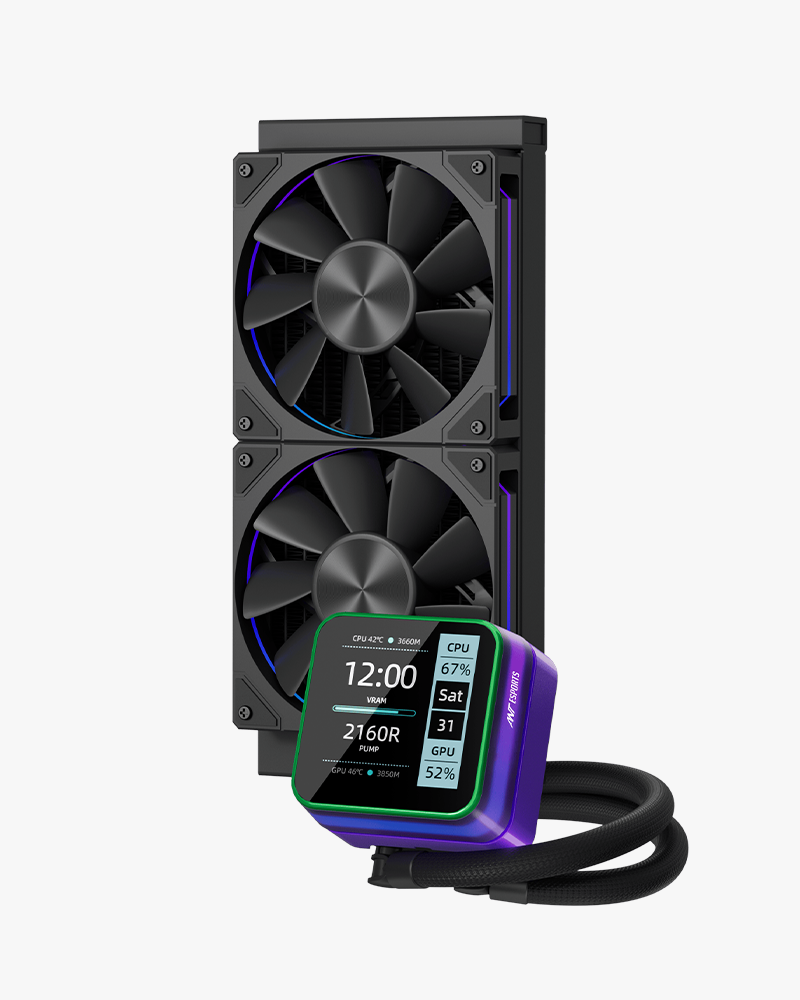 Ant Esports Glacius-240D 240mm ARGB AM5/LGA1851 Black AIO Liquid Cooler with display